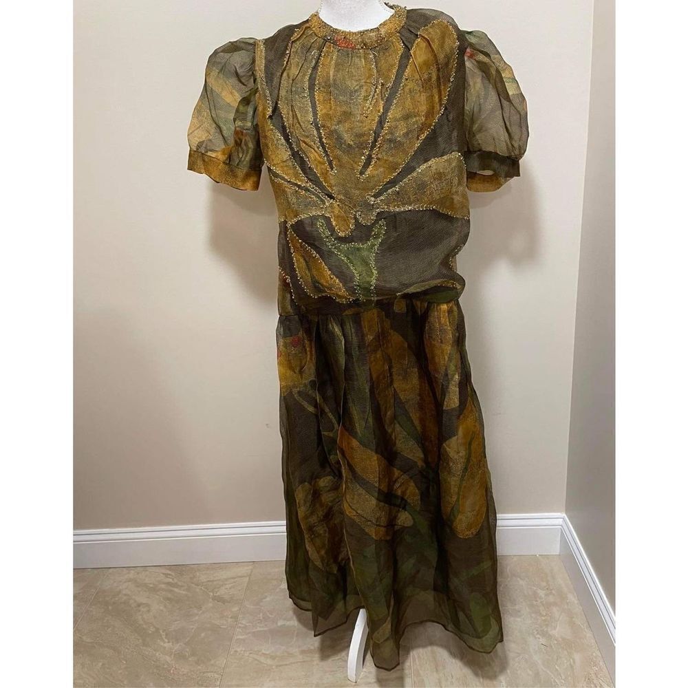 Anthropologie x Roopa Pemmaraju Beaded Silk Organza Maxi Dress Size XL - Picture 5 of 8